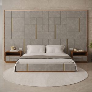 Cama Casal Green 2.00 m + mesas cabeceira nogueira