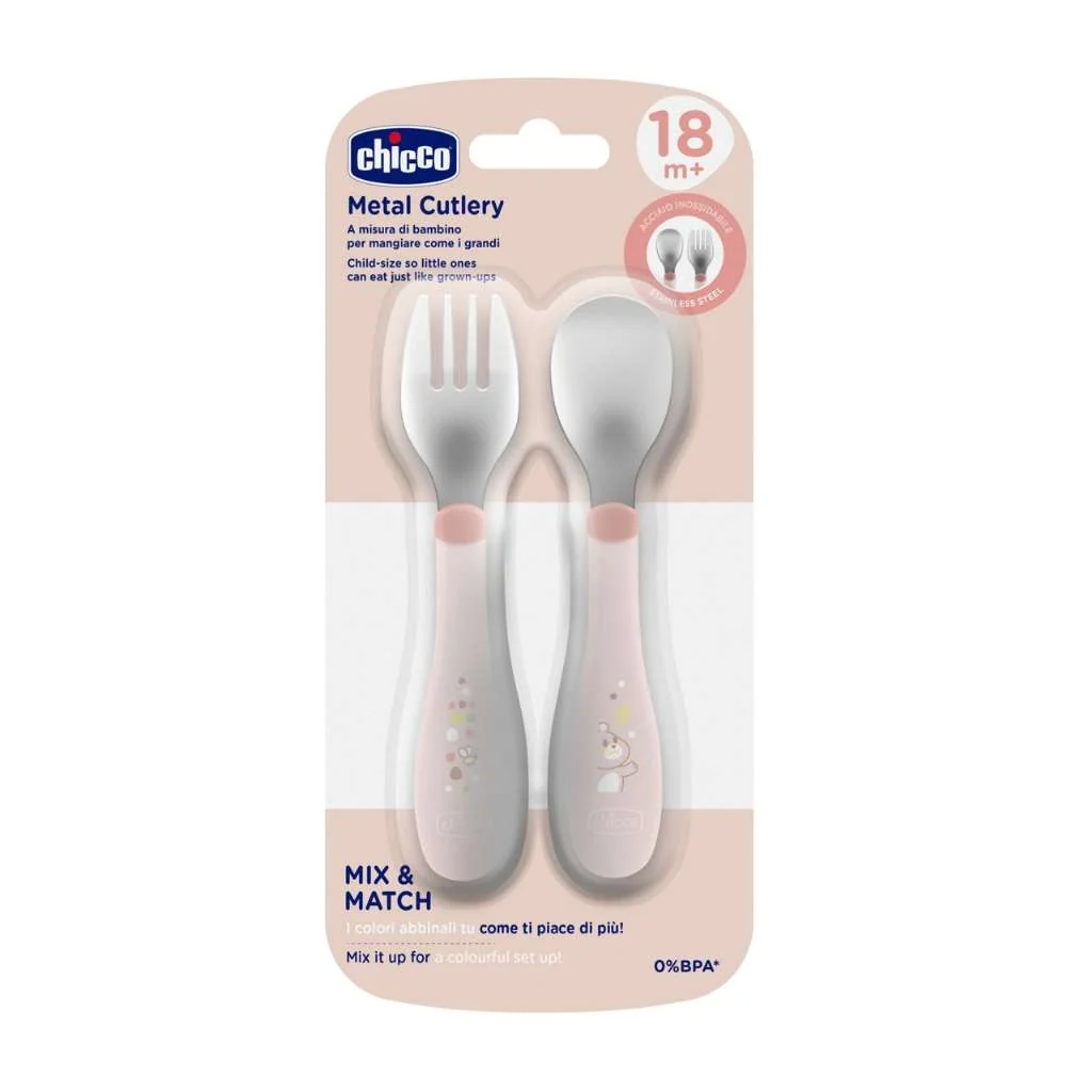 Chicco Talheres Inox Rosa 18M+ - Image 2