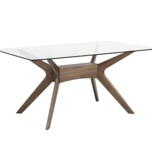 Mesa fixa Della 140 vidro/ nogueira