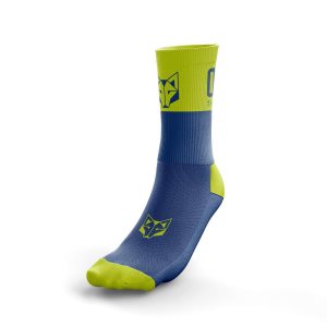 OTSOSPORT Meias Medium Cut – Azul / Verde Fluo